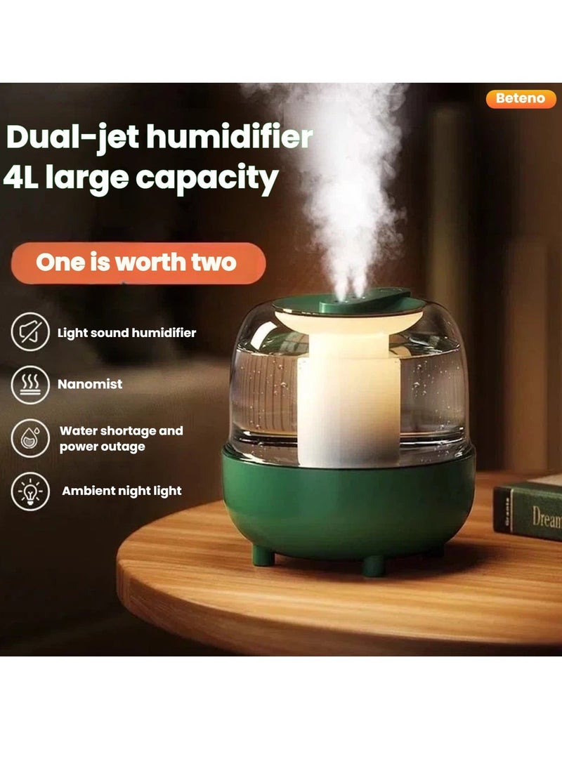 بيتينو جهاز ترطيب ذكي بسعة كبيرة بسعة 4 لتر، رذاذ مزدوج قابل للتعديل، حجم الضباب، إيقاف تشغيل تلقائي للطاقة مع إضاءة محيطة، ضوضاء منخفضة، غرفة نوم مكتبية قابلة للتطبيق (باللون الأخضر) - Image 4